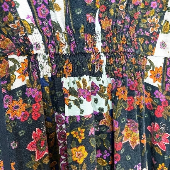 Zara Patchwork Floral Boho Peasant Midi Dress MulticolorXS - Picture 13 of 16